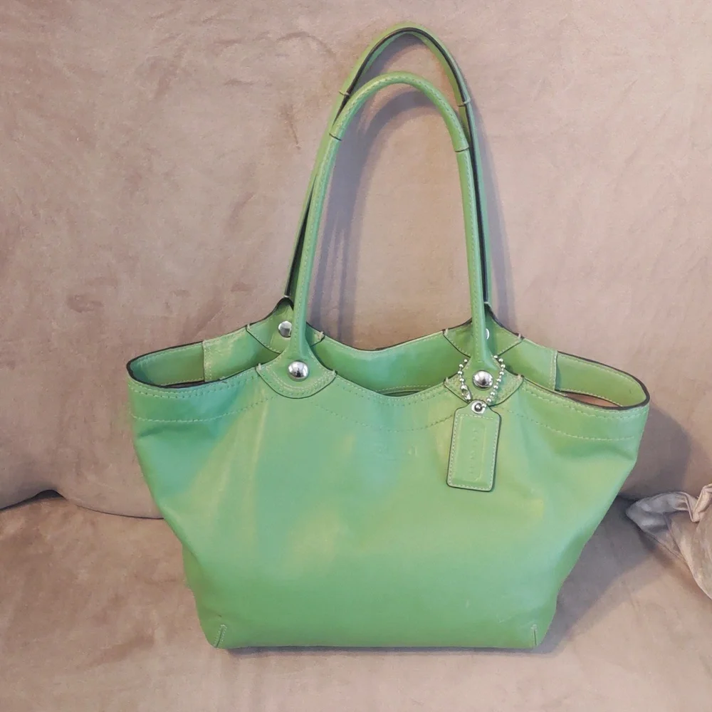 COACH Apple Green Legacy Bleecker Leather Tote Bag F14383 - Picture 15 of 16